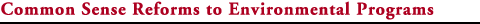 Common Sense Reforms to Environmental Programs